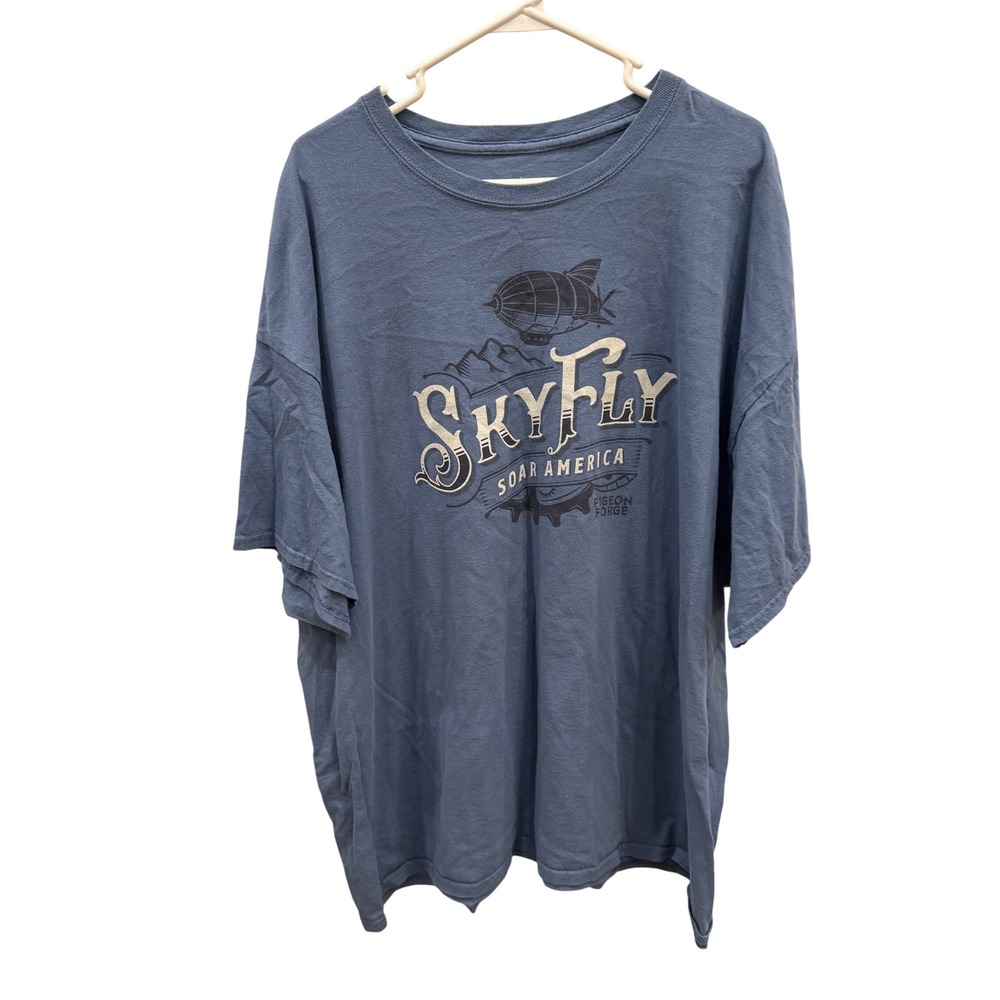 SkyFly‎ Soar America Pigeon Forge Blue Graphic T-Shirt Mens 3XL Cotton Blimp Tee